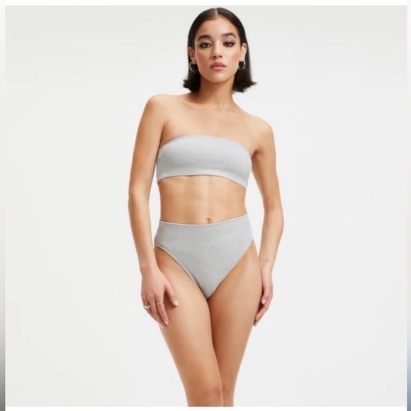 NWT Good American 2 Pc Bikini Silver Sparkle - Picture 1 of 9